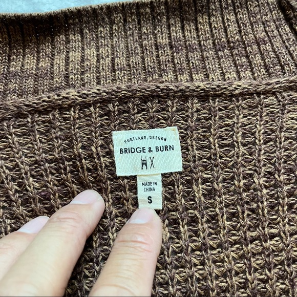 Bridge & Burn linen cotton blend brown buttonless knit cardigan - Picture 4 of 5